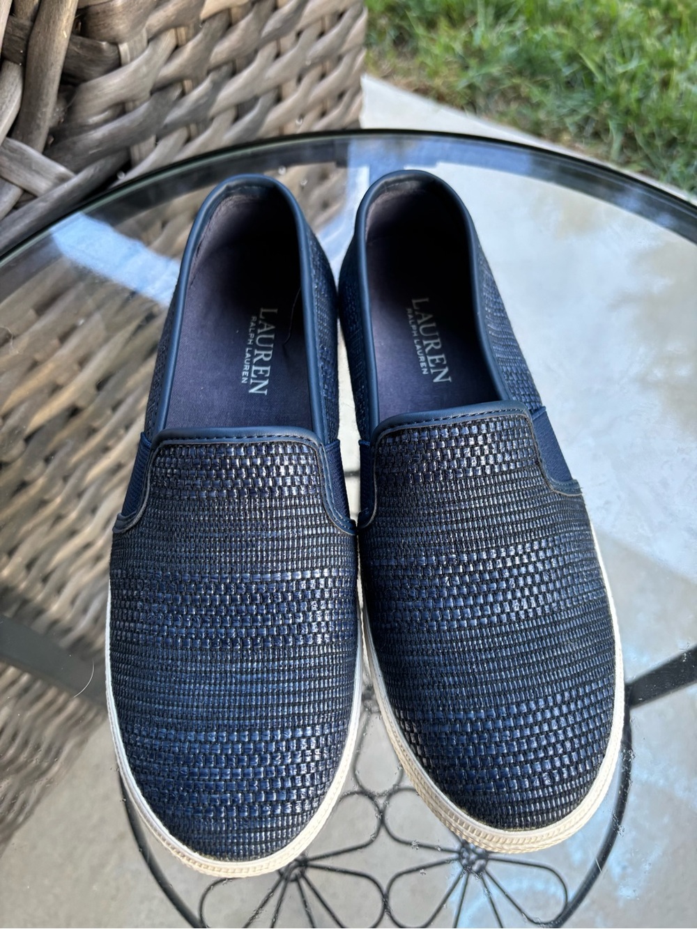 Lauren Ralph Lauren Jinny Woven Slip On Sneakers Women’s 5.5 Navy